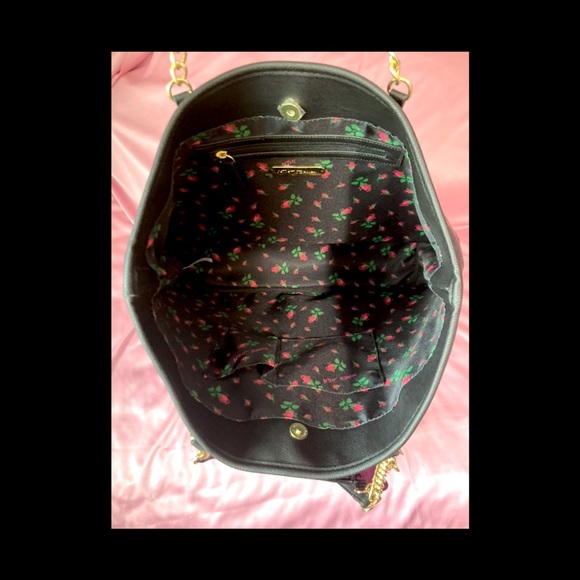 Betsy Johnson Large Black Studded Pins Tote w/ Small Crossbody. NWT! - Picture 12 of 16